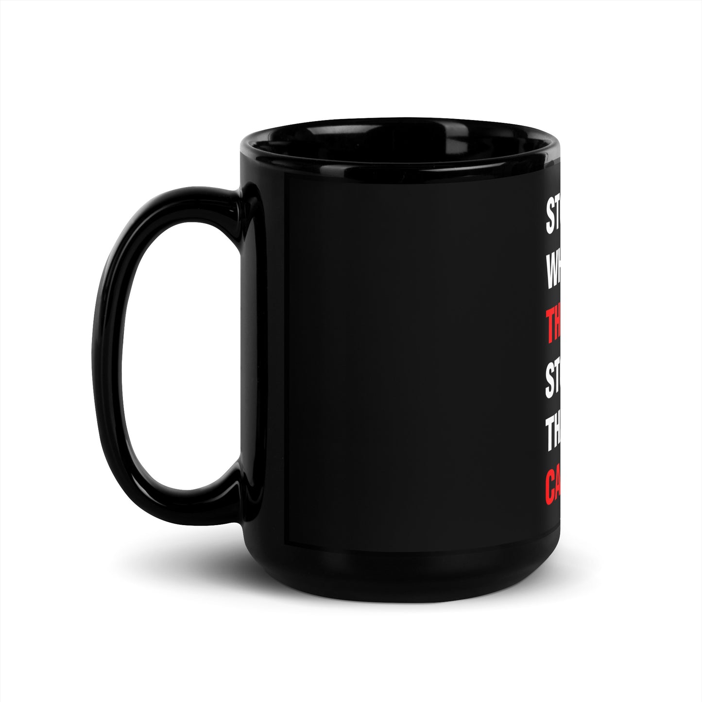 "Stop Caring" Black Glossy Mug